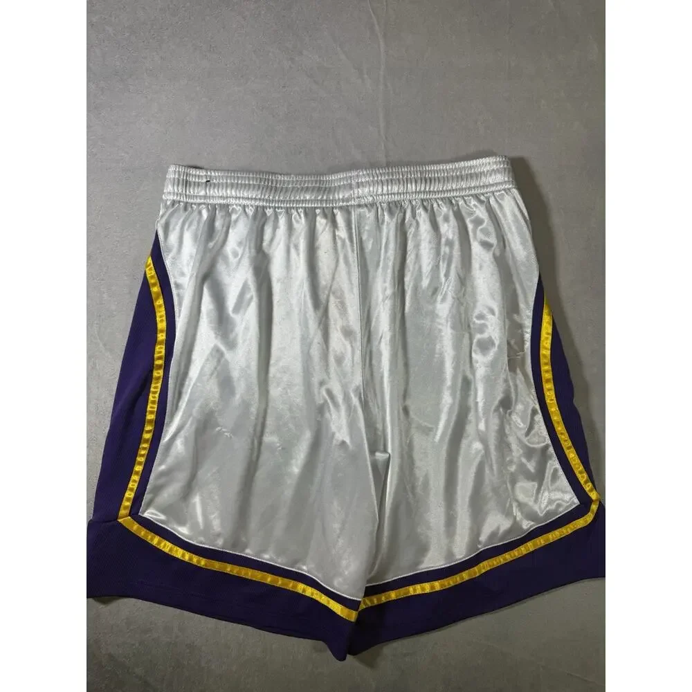 Mens Basketball Shorts by And1 Elastic Waist Size 2XL | White, Purple & Yellow